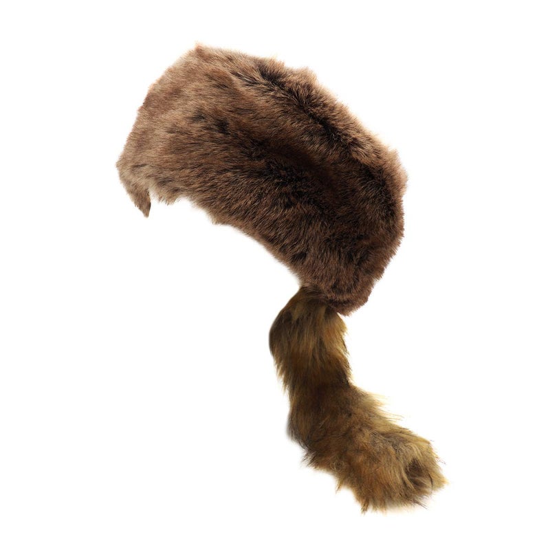 surell - Coonskin Davy Crockett Hat - Plush Soft Faux Fur Crown - Daniel Boone Outdoorsman Adventure Cap - Cabin DÃ©cor Raccoon Tail Hat (Brown) - Image 3